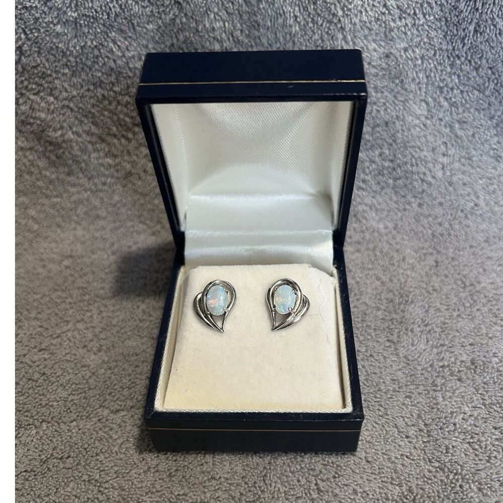 Princess Cruises Silver Opal Ribbon Wave Stud Earrings - Retail $160